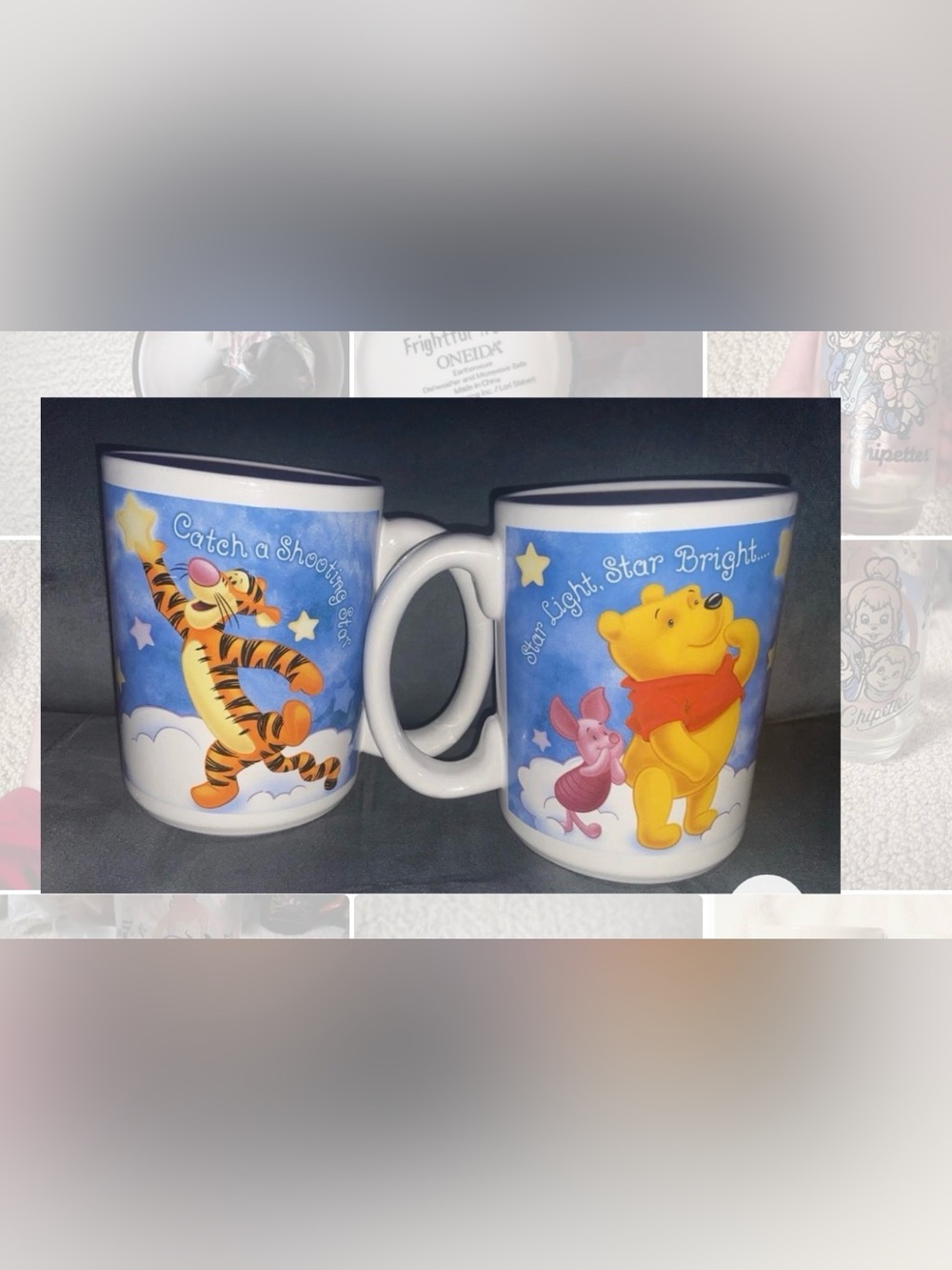 2 Disney Winnie The Pooh, Piglet and Tigger Ceramic Mug Star Light Star Bright